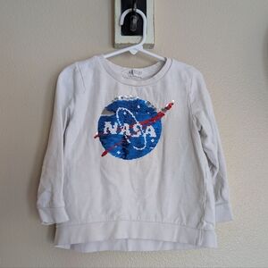 H&M NASA Flip Sequin Sweatshirt White Size 4-6 Kids